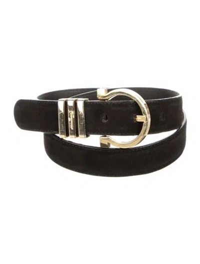 Pre-owned Ferragamo Suede Belt In Black