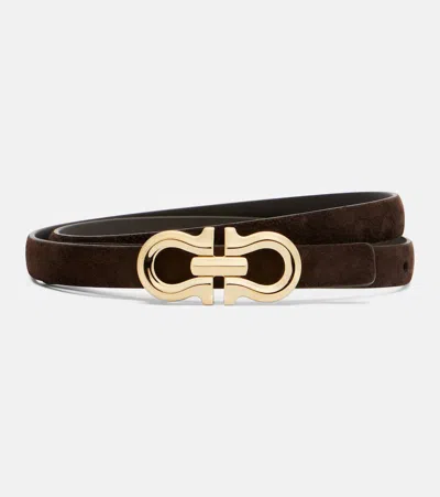 Ferragamo Suede Belt In Brown