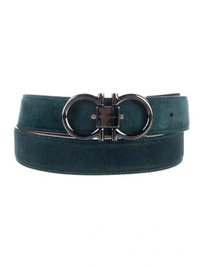 Pre-owned Ferragamo Suede Belt Kit In Green