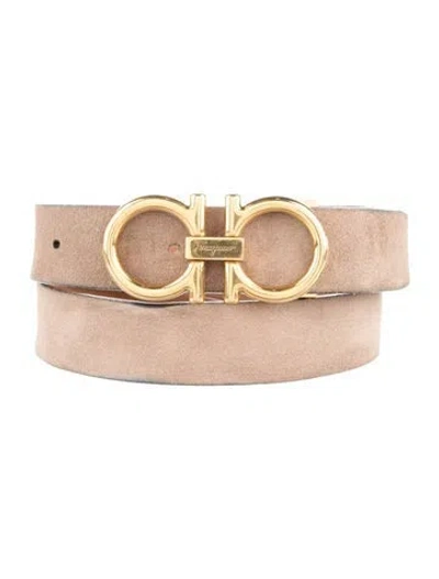 Pre-owned Ferragamo Suede Belt In Neutral