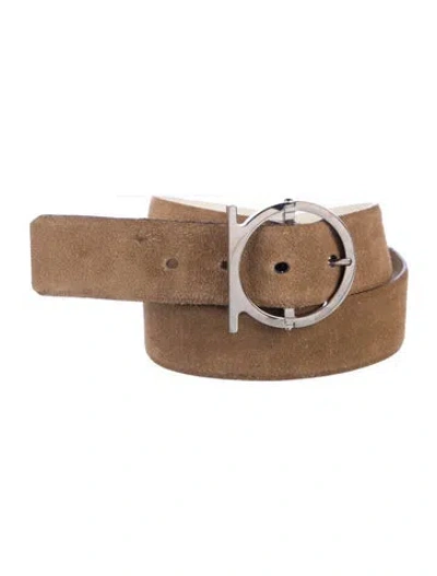 Pre-owned Ferragamo Suede Belt In Neutral