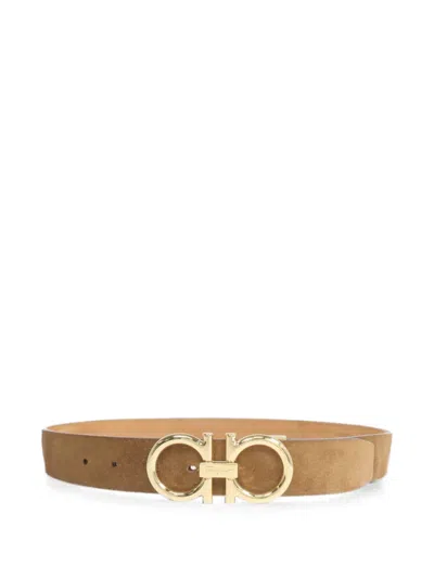 Pre-owned Ferragamo Suede Belt In Neutral