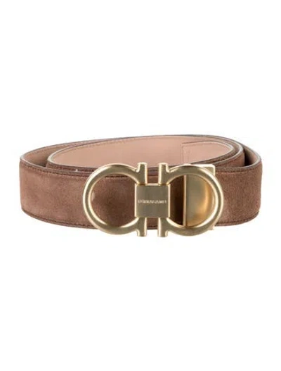 Pre-owned Ferragamo Suede Belt W/ Tags In Neutrals