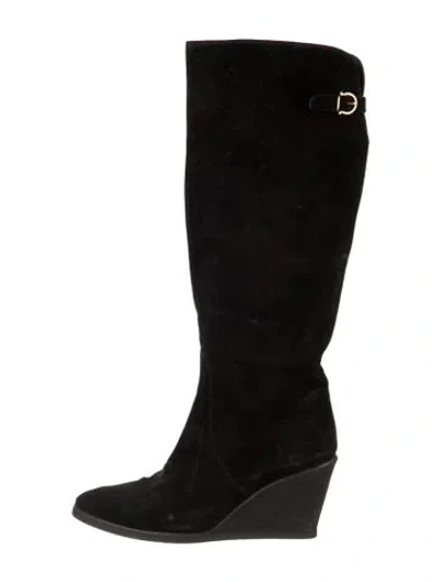 Pre-owned Ferragamo Suede Boots In Black