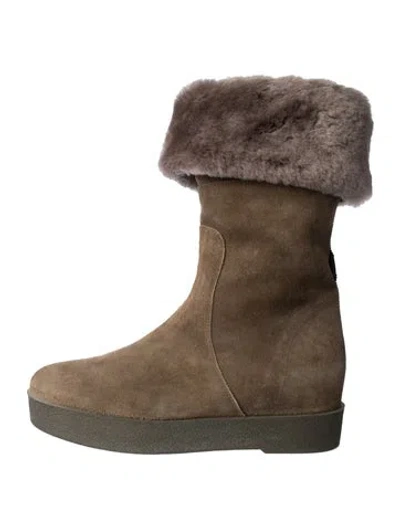 Pre-owned Ferragamo Suede Boots In Green