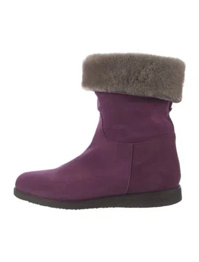 Pre-owned Ferragamo Suede Boots In Purple