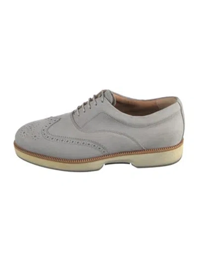 Pre-owned Ferragamo Suede Brogues In Blue