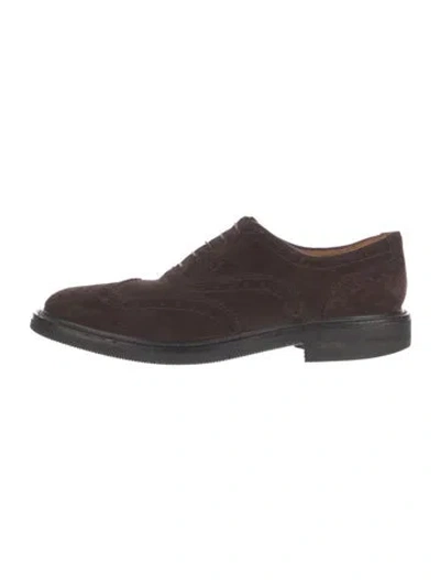 Pre-owned Ferragamo Suede Brogues In Brown