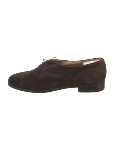 Pre-owned Ferragamo Suede Brogues In Brown