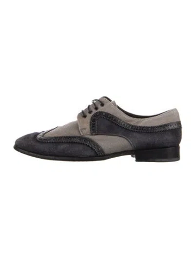 Pre-owned Ferragamo Suede Brogues In Gray