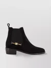 Ferragamo Suede Chelsea Ankle Boots With Elastic Band In Black