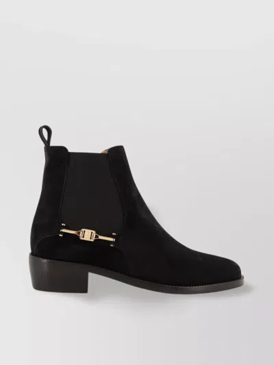FERRAGAMO SUEDE CHELSEA ANKLE BOOTS WITH ELASTIC BAND
