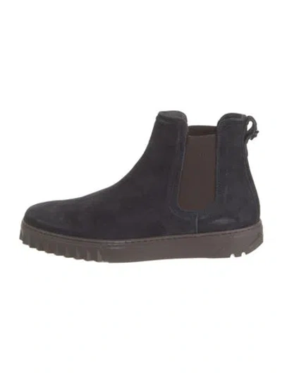 Pre-owned Ferragamo Suede Chelsea Boots In Black
