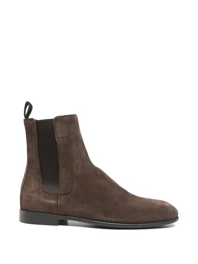 Ferragamo Suede Chelsea Boots In Brown