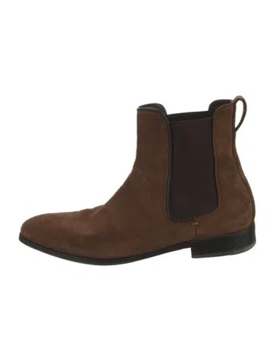 Pre-owned Ferragamo Suede Chelsea Boots In Brown