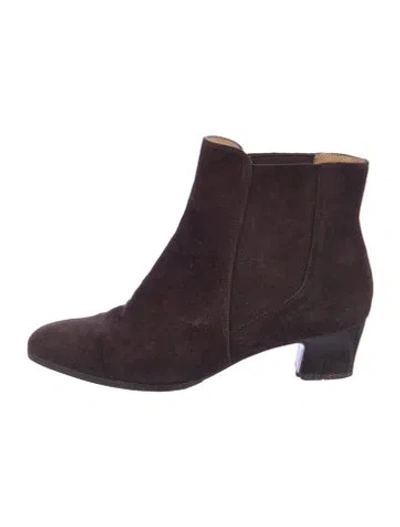 Pre-owned Ferragamo Suede Chelsea Boots In Burgundy