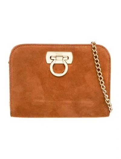 Pre-owned Ferragamo Suede Clutch In Brown