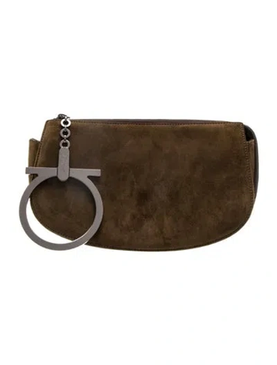 Pre-owned Ferragamo Suede Clutch In Brown