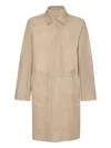 Ferragamo Suede Coat In Neutral