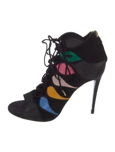 Pre-owned Ferragamo Suede Colorblock Pattern Gladiator Sandals In Blue