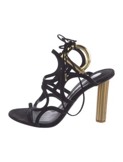 Pre-owned Ferragamo Suede Colorblock Pattern Gladiator Sandals In Blue