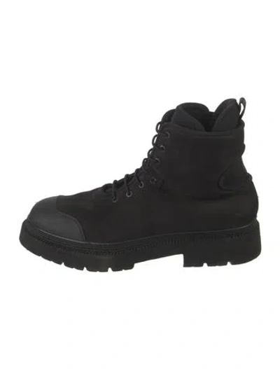 Pre-owned Ferragamo Suede Combat Boots In Black