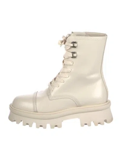 Pre-owned Ferragamo Suede Combat Boots In Neutral