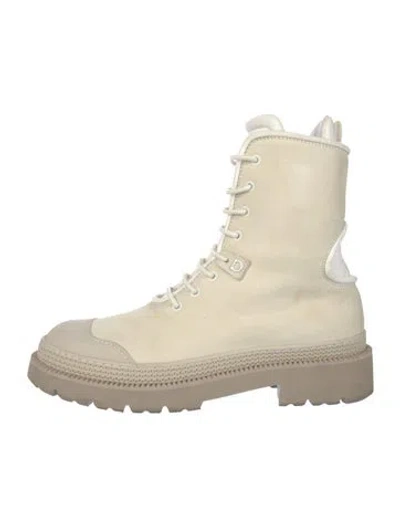 Pre-owned Ferragamo Suede Combat Boots In Neutrals