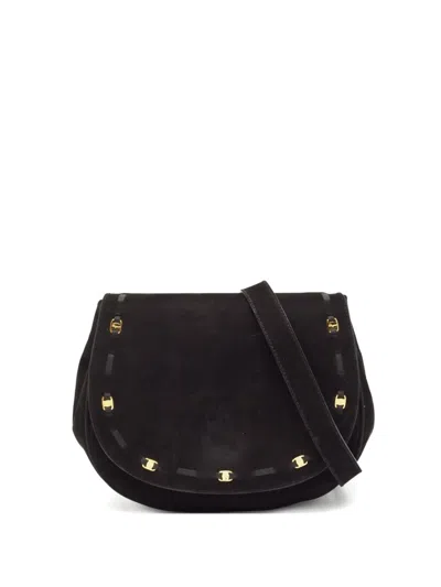 Pre-owned Ferragamo Suede Cross Body Bag In Black
