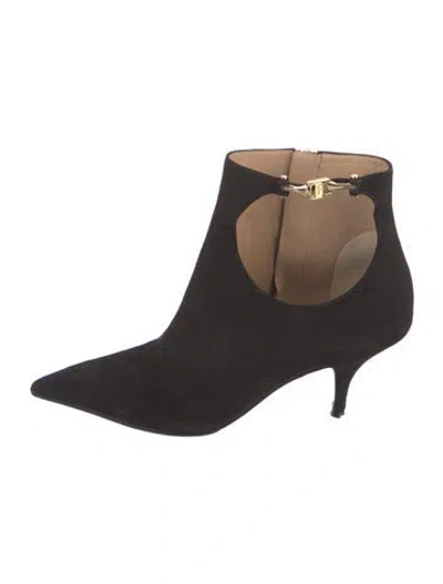 Pre-owned Ferragamo Suede Cutout Accent Boots In Black
