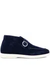Ferragamo Suede Desert Boots In Blue