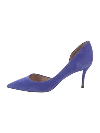 Pre-owned Ferragamo Suede D'orsay Pumps In Blue