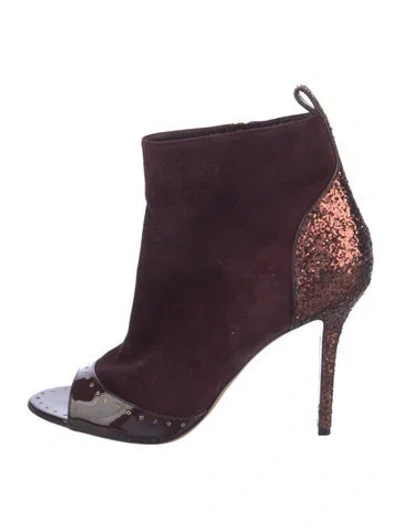 Pre-owned Ferragamo Suede D'orsay Pumps In Burgundy