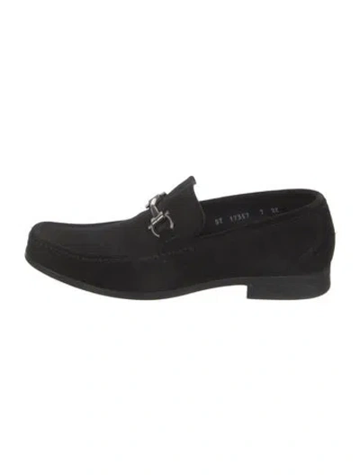 Pre-owned Ferragamo Suede Dress Loafers In Black