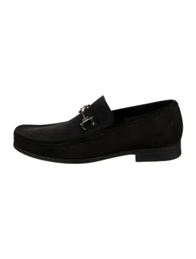 Pre-owned Ferragamo Suede Dress Loafers In Black