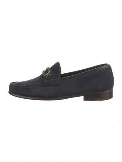 Pre-owned Ferragamo Suede Dress Loafers In Blue