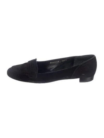 Pre-owned Ferragamo Suede Embroidered Accent Loafers In Blue