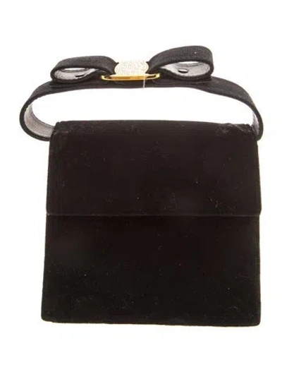 Pre-owned Ferragamo Suede Evening Bag In Black