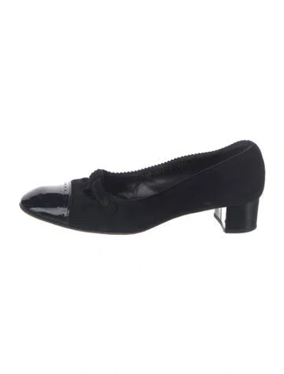 Pre-owned Ferragamo Suede Eyelet Trim Pumps In Blue