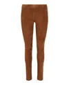 Ferragamo Suede Fitted Pants In Brown