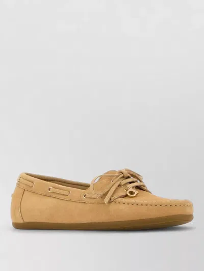 Ferragamo Suede Flippy Loafers Eyelet Lace Rubber Sole In Multi