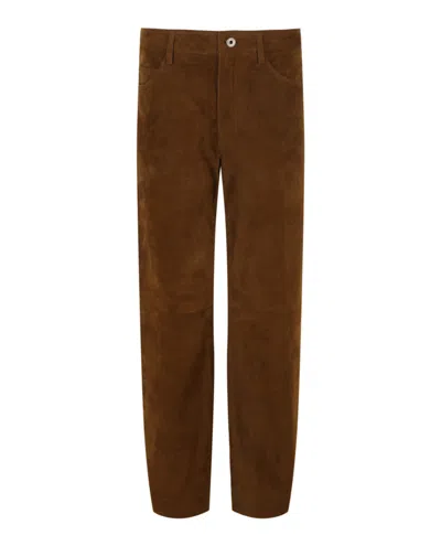 Ferragamo Suede Gancini Pants In Brown