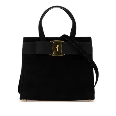 Pre-owned Ferragamo Suede Handbag Shoulder Bag () In Black
