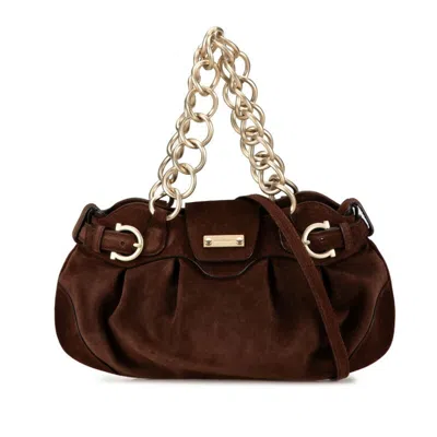 Pre-owned Ferragamo Suede Handbag Shoulder Bag () In Brown