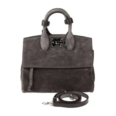 Pre-owned Ferragamo Suede Handbag Shoulder Bag () In Grey