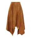 Ferragamo Suede Handkerchief Skirt In Brown