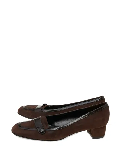 Pre-owned Ferragamo 40mm Suede Heeled Pumps In Brown