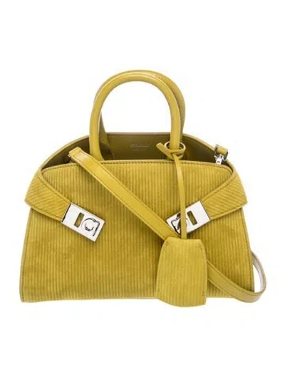 Pre-owned Ferragamo Suede Hug Mini Handbag In Green