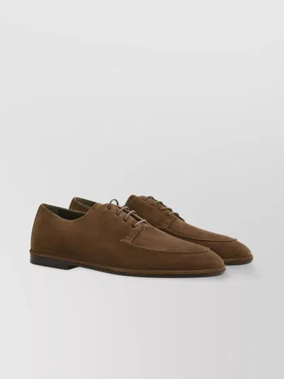 FERRAGAMO SUEDE LACE-UP DERBY SHOES