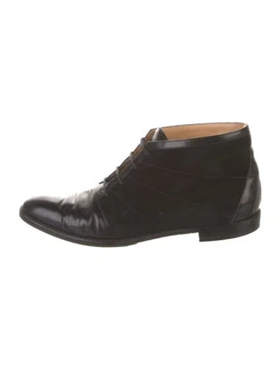 Pre-owned Ferragamo Suede Lace-up Boots In Black
